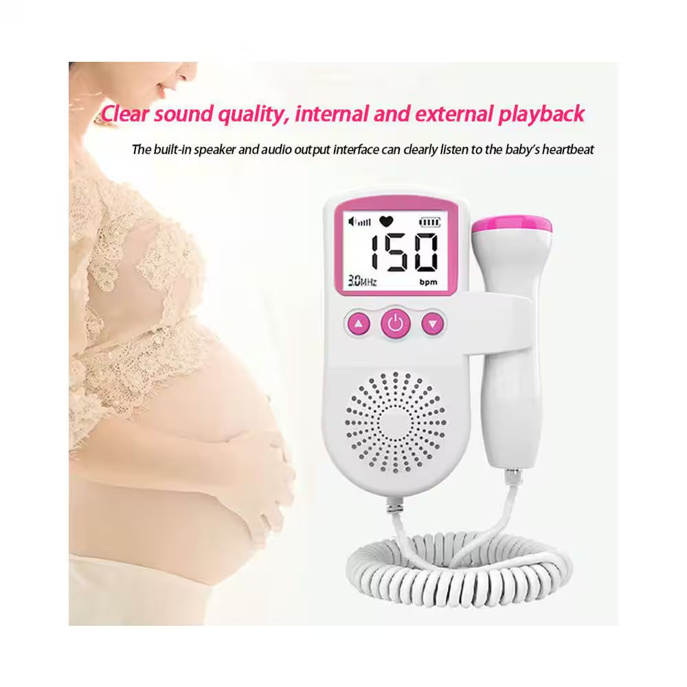 Fetal Heart Rate Monitor Home Pregnancy Baby Fetal Sound Heart Rate Detector in Pink