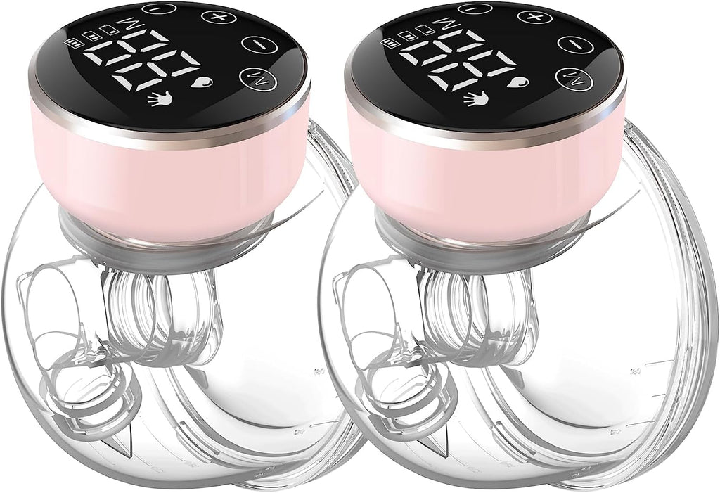 Wearable Breast Pump Hands Free of Longer Battery Life & LED Display, Portable Electric Breast Pump with 3 Modes & 9 Levels & Low Noise, 24 Mm Flange, 2 Pcs Pink