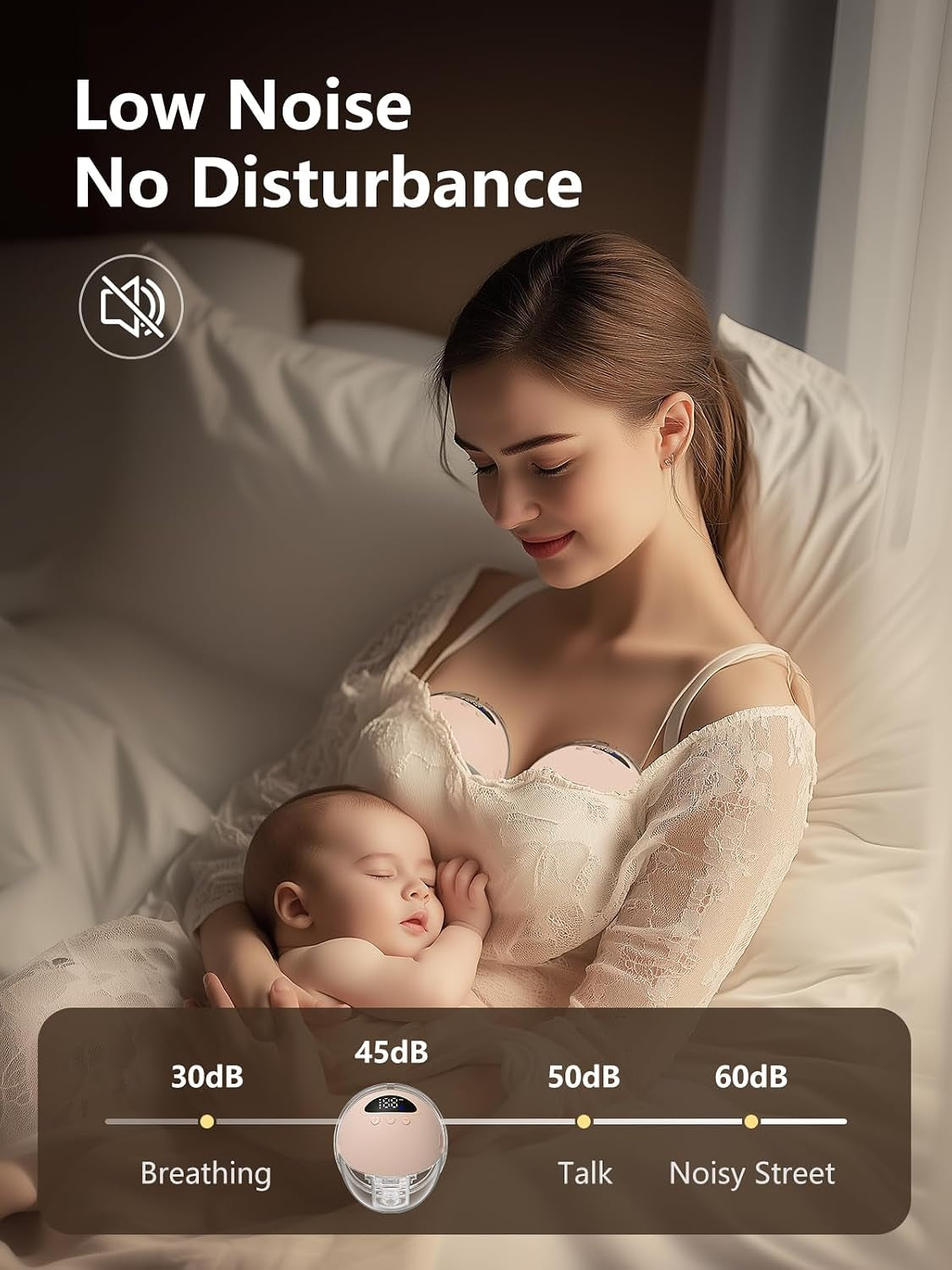 Hands Free Breast Pump, Wearable Breastfeeding Pump, Lightweight Portable Electric Pump 4 Modes & 12 Suction Levels, Comfortable & Low Noise, 24Mm Flange, 2 Pack Pink