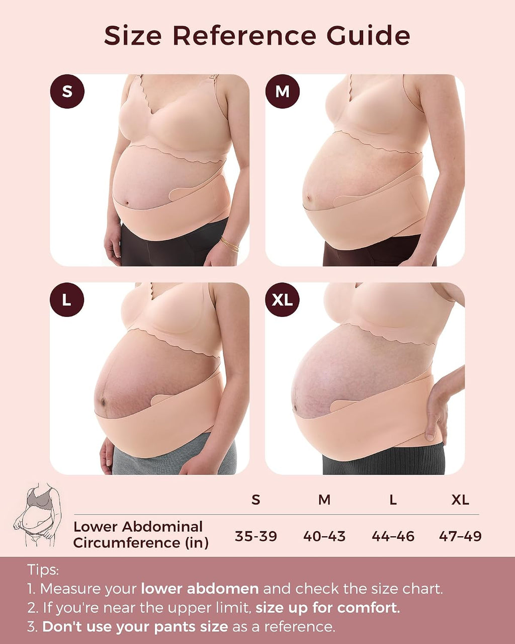 Belly Band for Pregnant Women, Ergonest Back Support Maternity Belt | Breathable One-Piece Belly Band, Easy On/Off, Adjustable, Discreet under Clothes, for Small/Round/High-Carrying Belly