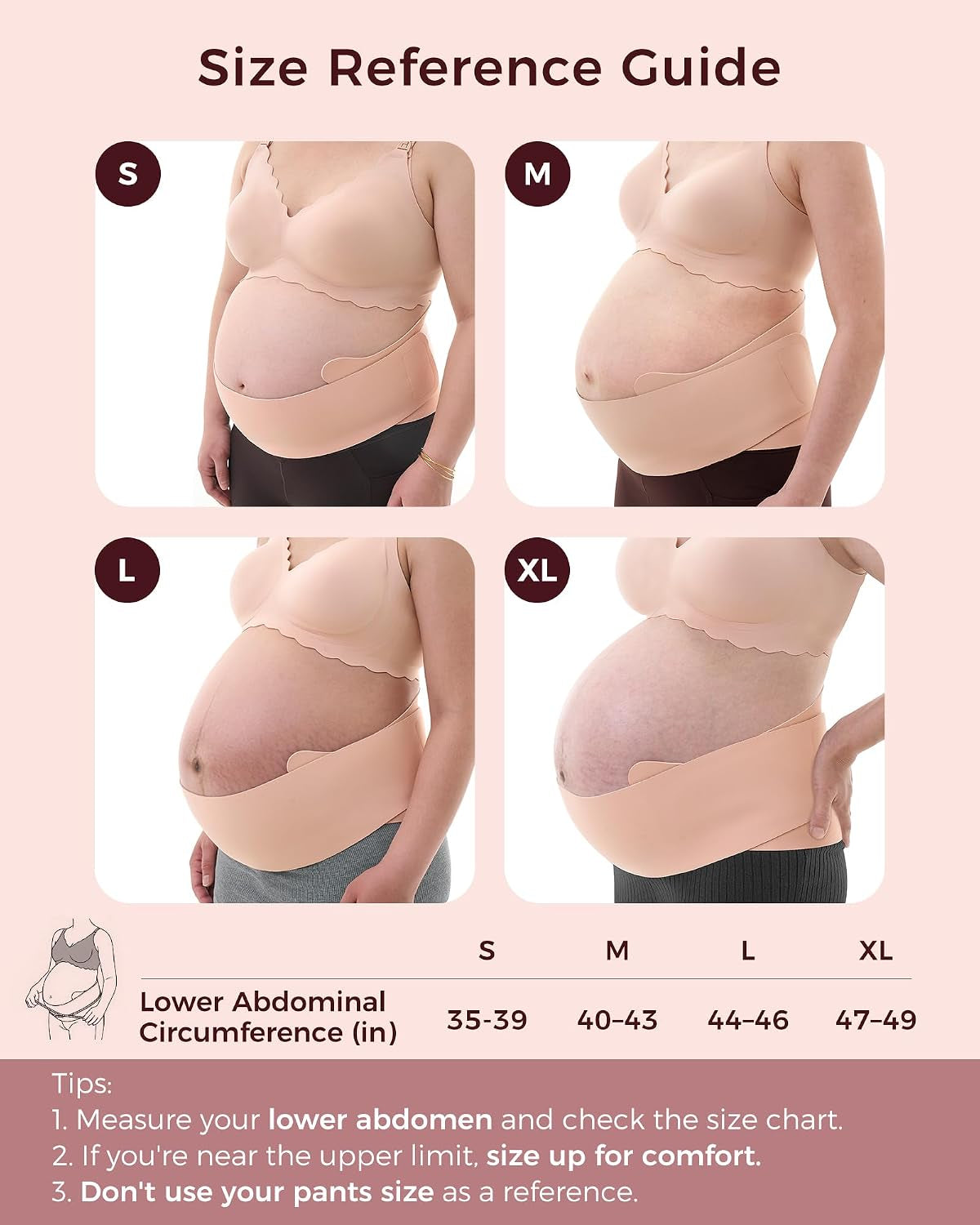 Belly Band for Pregnant Women, Ergonest Back Support Maternity Belt | Breathable One-Piece Belly Band, Easy On/Off, Adjustable, Discreet under Clothes, for Small/Round/High-Carrying Belly