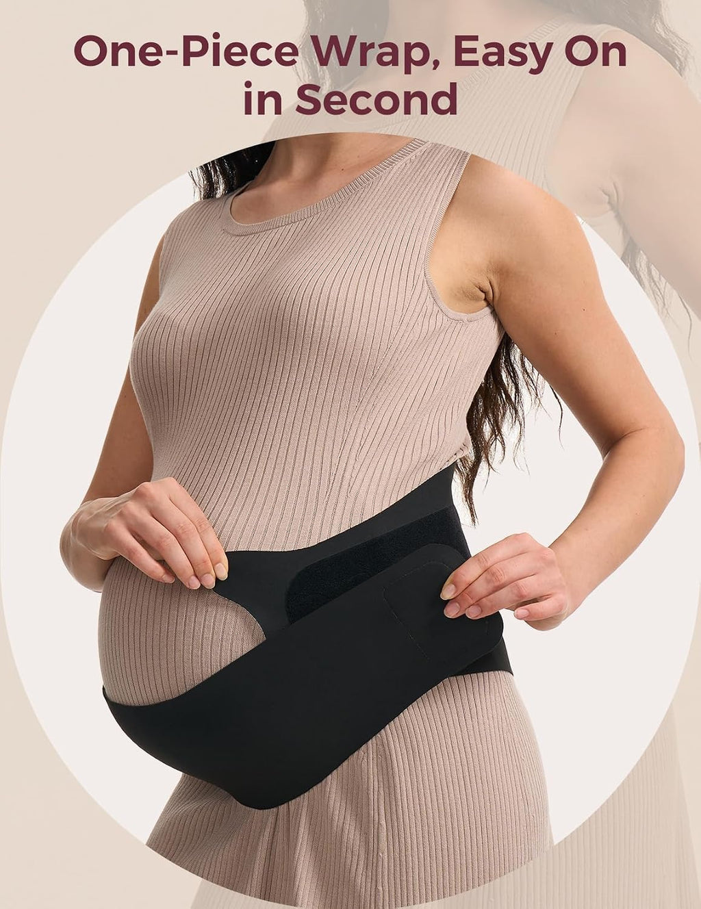 Belly Band for Pregnant Women, Ergonest Back Support Maternity Belt | Breathable One-Piece Belly Band, Easy On/Off, Adjustable, Discreet under Clothes, for Small/Round/High-Carrying Belly