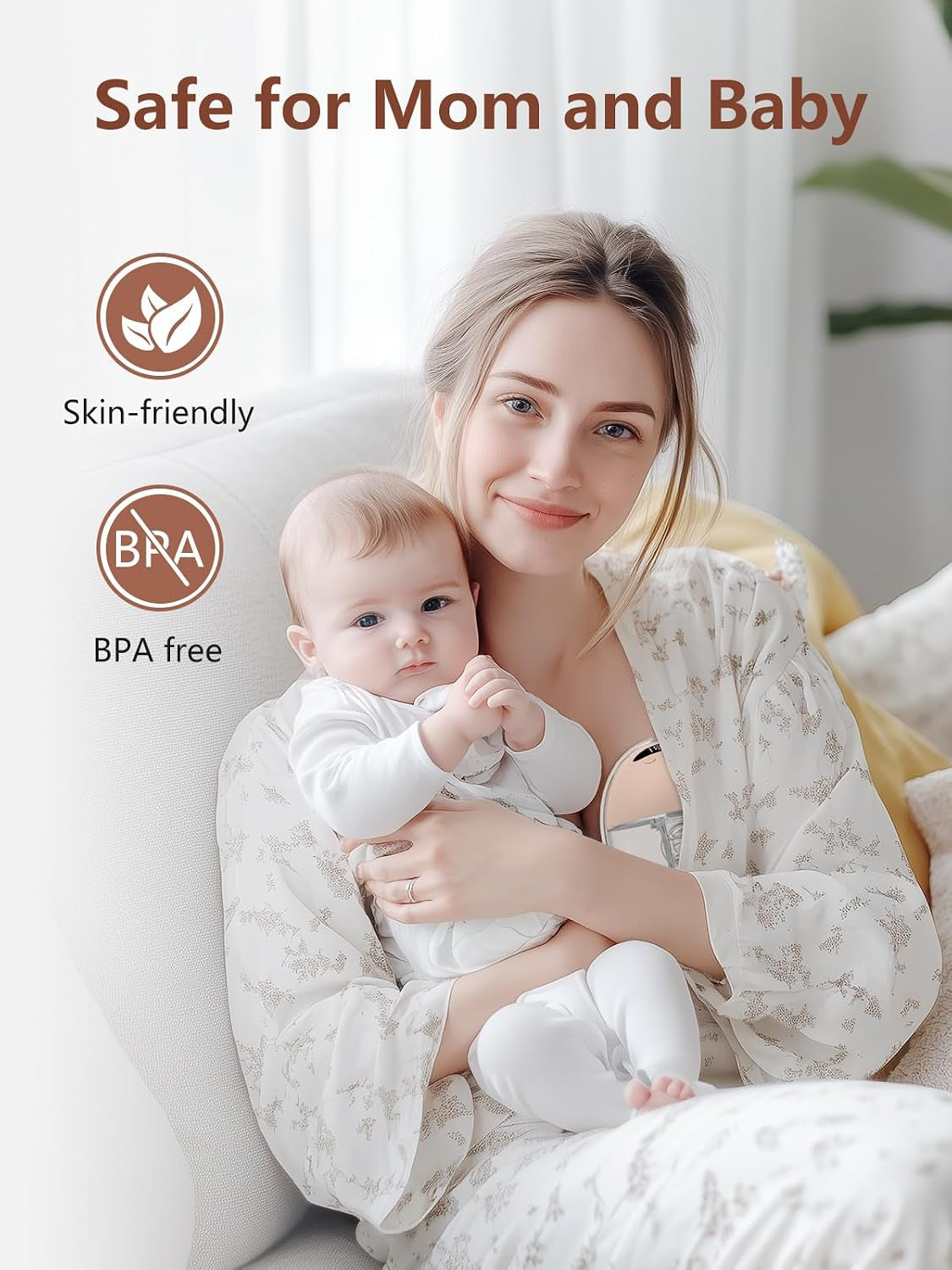 Hands Free Breast Pump, Wearable Breastfeeding Pump, Lightweight Portable Electric Pump 4 Modes & 12 Suction Levels, Comfortable & Low Noise, 24Mm Flange, 2 Pack Pink