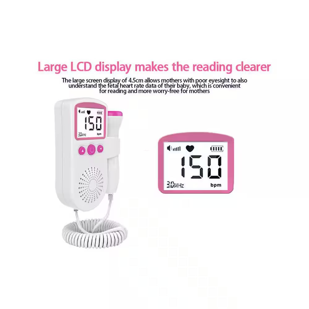 Fetal Heart Rate Monitor Home Pregnancy Baby Fetal Sound Heart Rate Detector in Pink