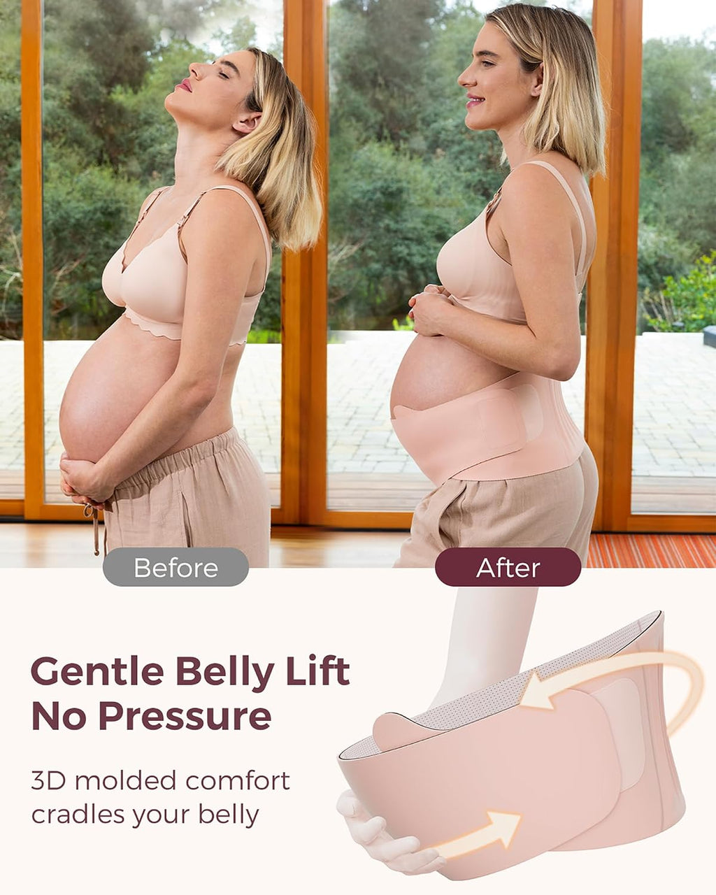 Belly Band for Pregnant Women, Ergonest Back Support Maternity Belt | Breathable One-Piece Belly Band, Easy On/Off, Adjustable, Discreet under Clothes, for Small/Round/High-Carrying Belly