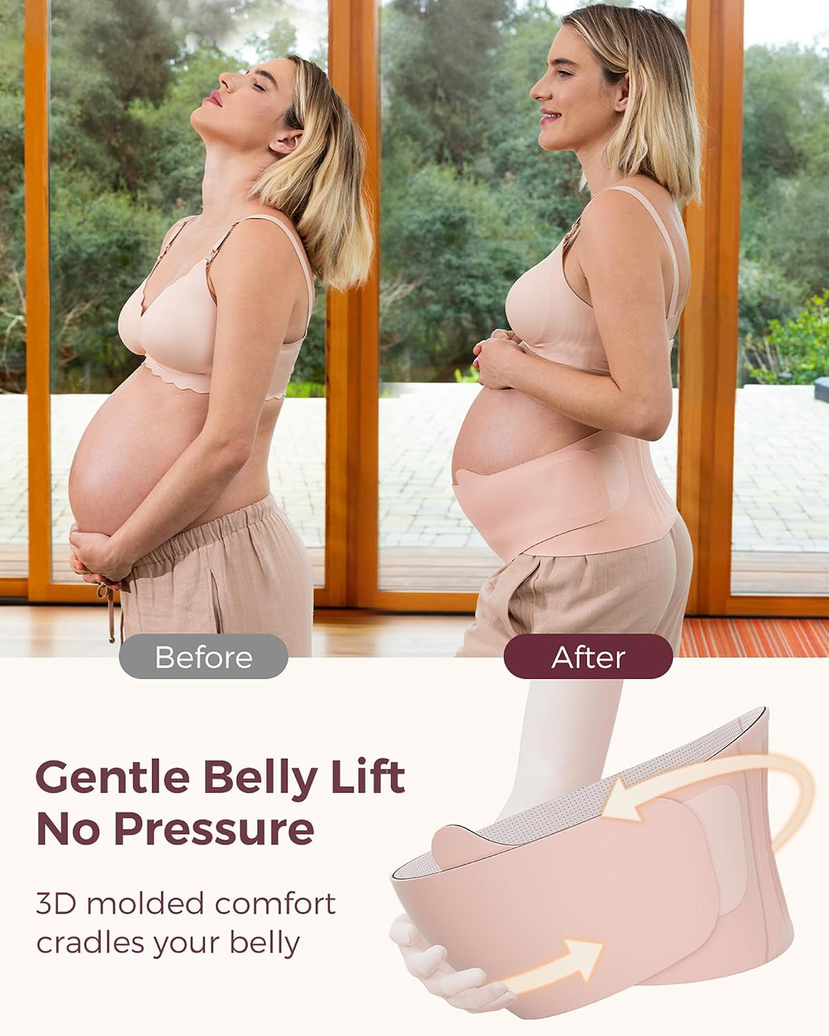 Belly Band for Pregnant Women, Ergonest Back Support Maternity Belt | Breathable One-Piece Belly Band, Easy On/Off, Adjustable, Discreet under Clothes, for Small/Round/High-Carrying Belly