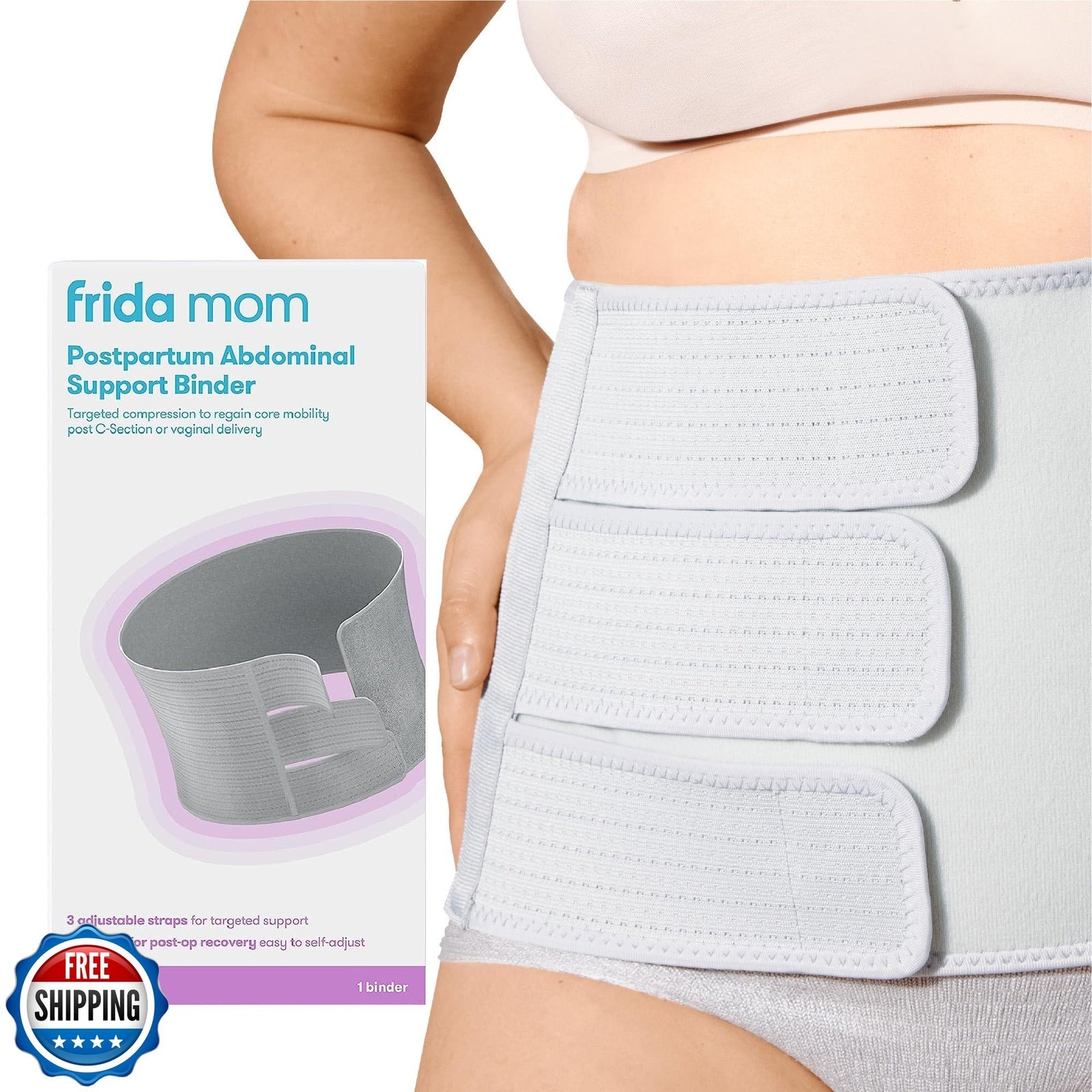 Frida Mom Belly Binder Postpartum Recovery, for Natural Delivery and C-Sectio